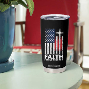 Faith Family Freedom Tumbler Cup Charlie Kirk Patriotic Christian Vintage USA Flag TS10 Print Your Wear