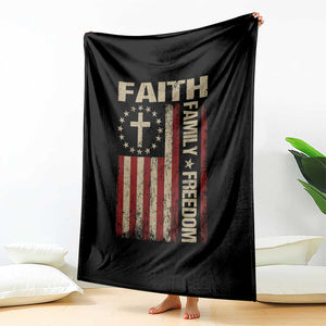 Faith Family Freedom Throw Blanket Patriotic Christian Vintage USA Flag TS10 Print Your Wear