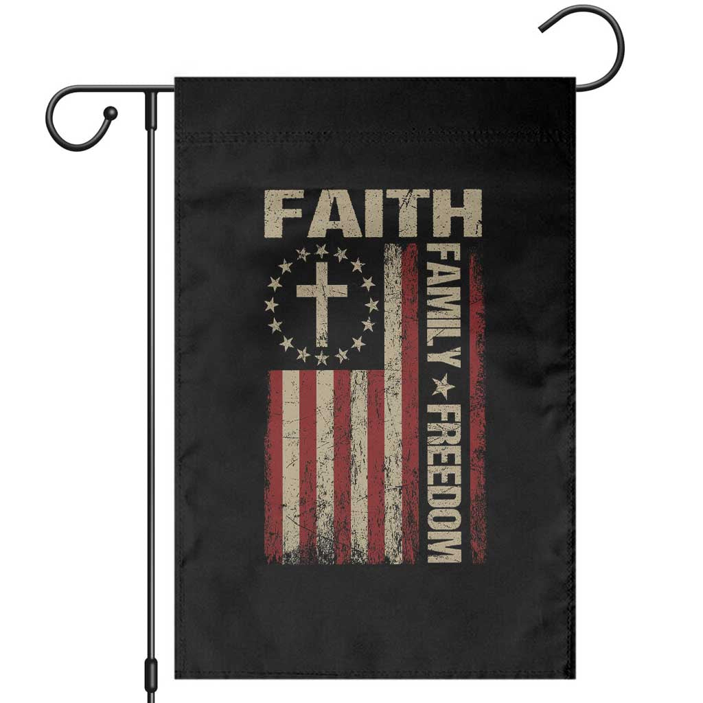 Faith Family Freedom Garden Flag Patriotic Christian Vintage USA Flag TS10 Black Print Your Wear
