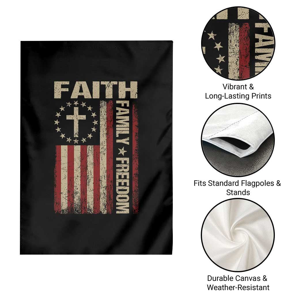 Faith Family Freedom Garden Flag Patriotic Christian Vintage USA Flag TS10 Print Your Wear