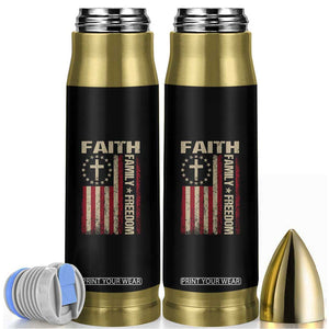 Faith Family Freedom Bullet Tumbler Patriotic Christian Vintage USA Flag TS10 Black Print Your Wear