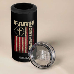 Faith Family Freedom 4 in 1 Can Cooler Tumbler Patriotic Christian Vintage USA Flag TS10 Print Your Wear
