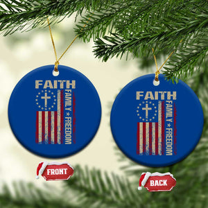 Faith Family Freedom Ceramic Ornament Patriotic Christian Vintage USA Flag TS10 1pc Blue Print Your Wear
