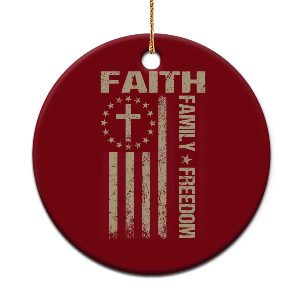 Faith Family Freedom Ceramic Ornament Patriotic Christian Vintage USA Flag TS10 1pc Red Print Your Wear