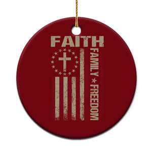 Faith Family Freedom Ceramic Ornament Patriotic Christian Vintage USA Flag TS10 1pc Red Print Your Wear