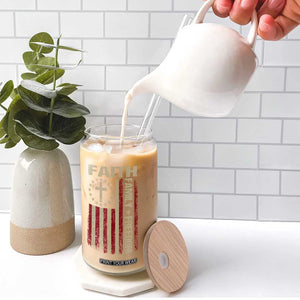 Faith Family Freedom Glass Can Patriotic Christian Vintage USA Flag TS10 Print Your Wear