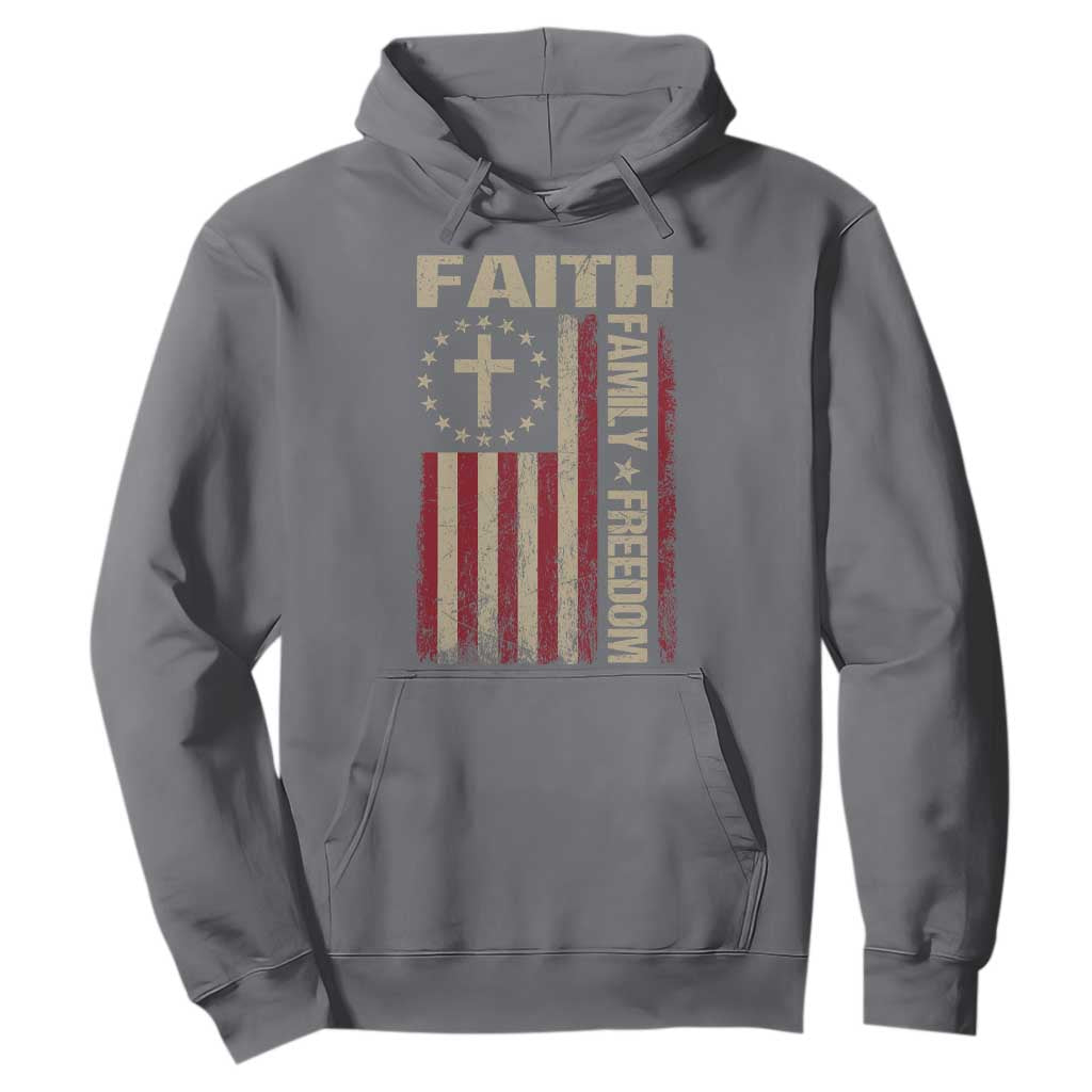 Faith Family Freedom Hoodie Patriotic Christian Vintage USA Flag TS10 Charcoal Print Your Wear