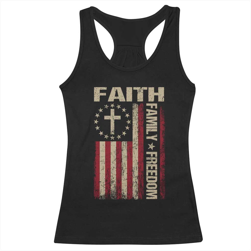 Faith Family Freedom Racerback Tank Top Patriotic Christian Vintage USA Flag TS10 Black Print Your Wear