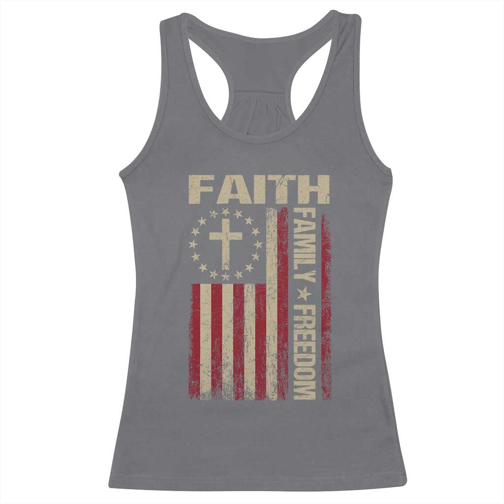 Faith Family Freedom Racerback Tank Top Patriotic Christian Vintage USA Flag TS10 Charcoal Print Your Wear