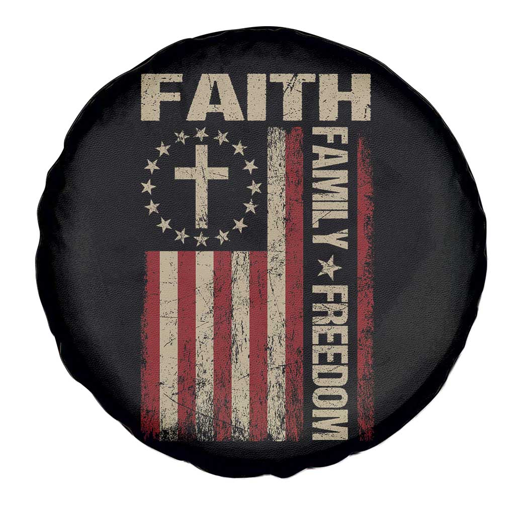 Faith Family Freedom Spare Tire Cover Patriotic Christian Vintage USA Flag TS10 Print Your Wear