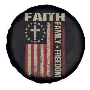 Faith Family Freedom Spare Tire Cover Patriotic Christian Vintage USA Flag TS10 Print Your Wear