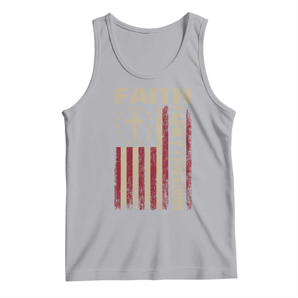 Faith Family Freedom Tank Top Patriotic Christian Vintage USA Flag TS10 Athletic Heather Print Your Wear