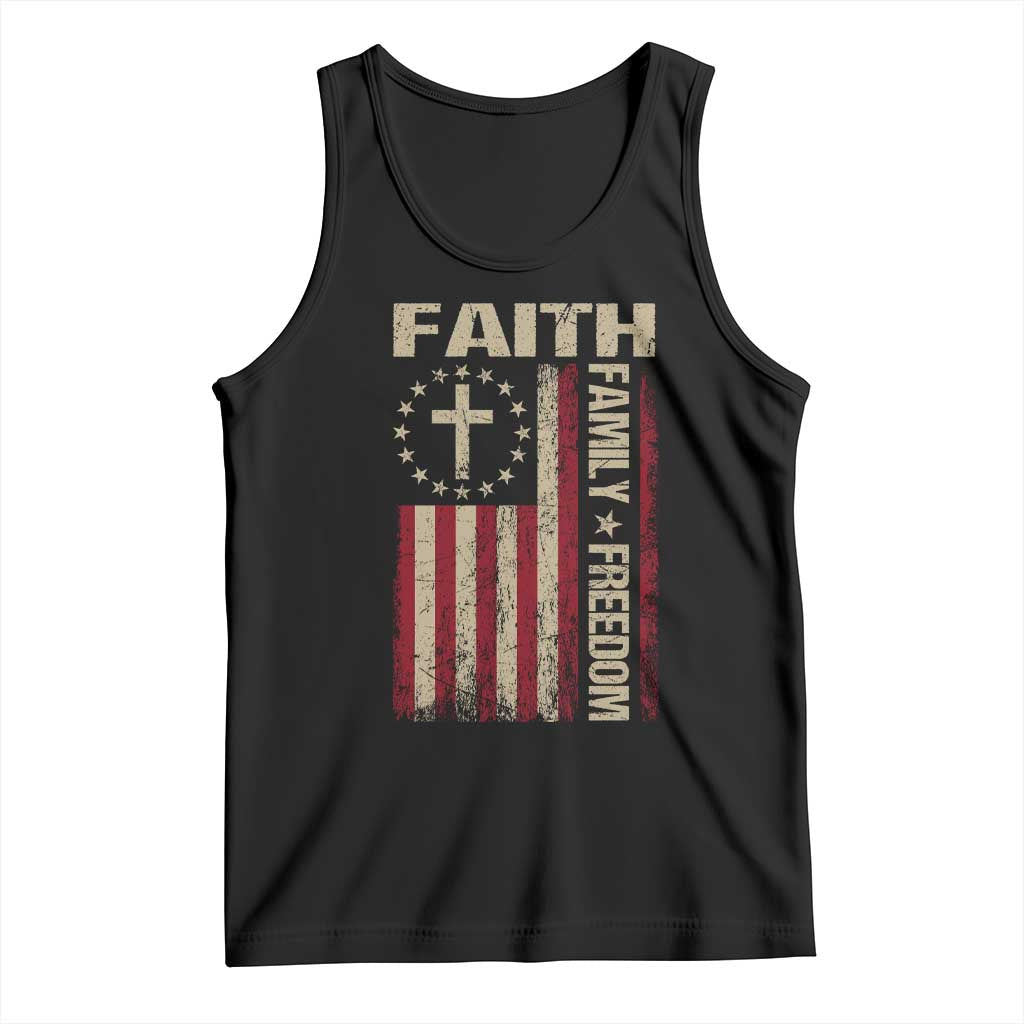 Faith Family Freedom Tank Top Patriotic Christian Vintage USA Flag TS10 Black Print Your Wear