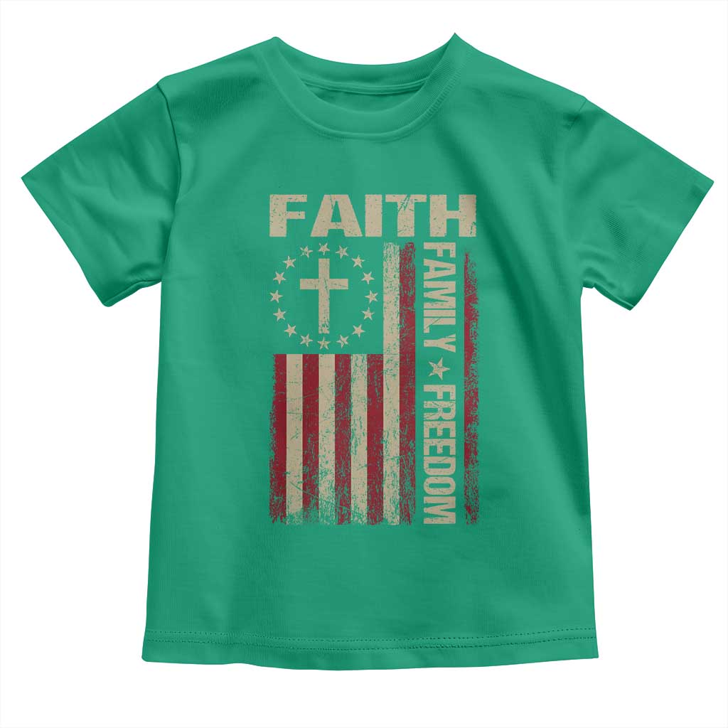 Faith Family Freedom Toddler T Shirt Patriotic Christian Vintage USA Flag TS10 Irish Green Print Your Wear