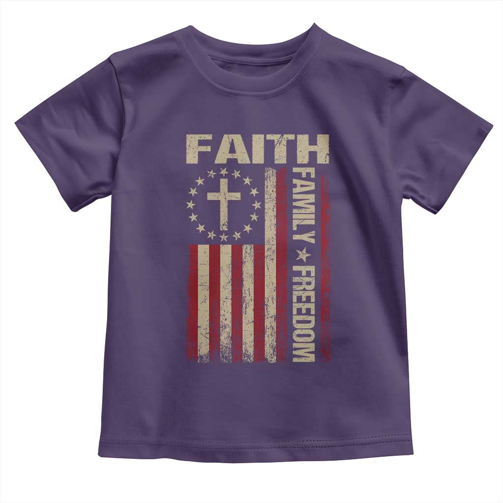 Faith Family Freedom Toddler T Shirt Patriotic Christian Vintage USA Flag TS10 Purple Print Your Wear