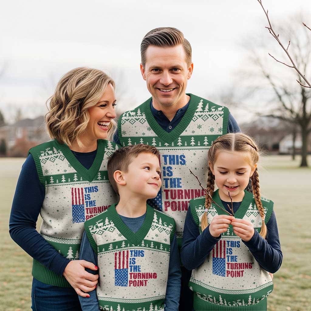 This is The Turning Point V-Neck Knit Sweater Vest USA Flag Patriotic Freedom Conservative TS10 Beige Green Print Your Wear