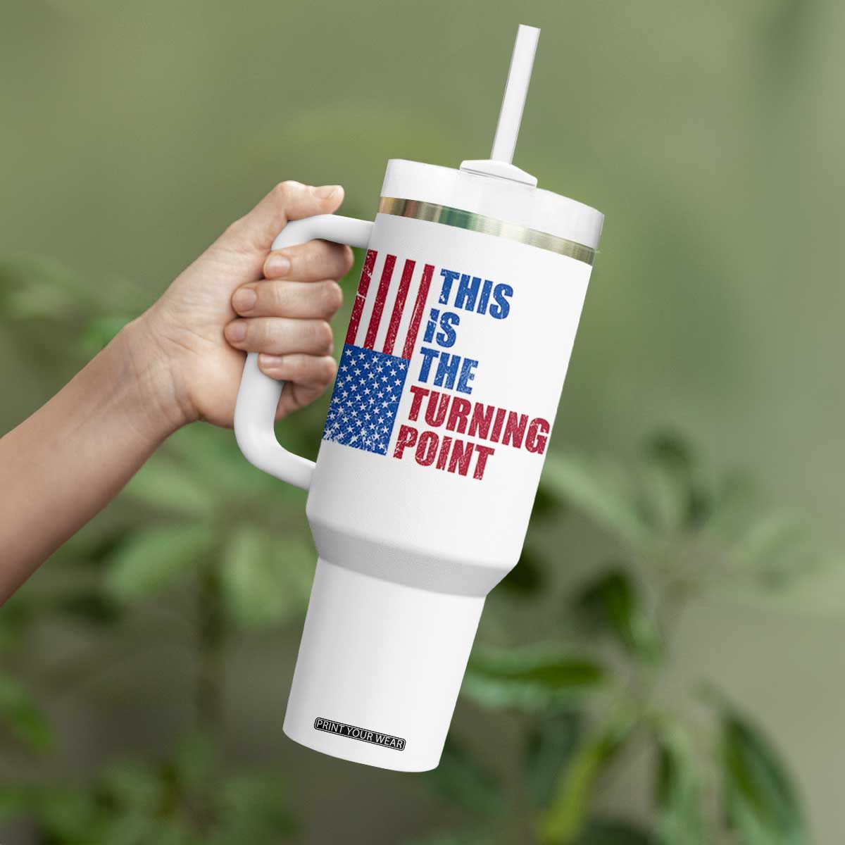 This is The Turning Point Tumbler With Handle USA Flag Patriotic Freedom Conservative TS10 Print Your Wear