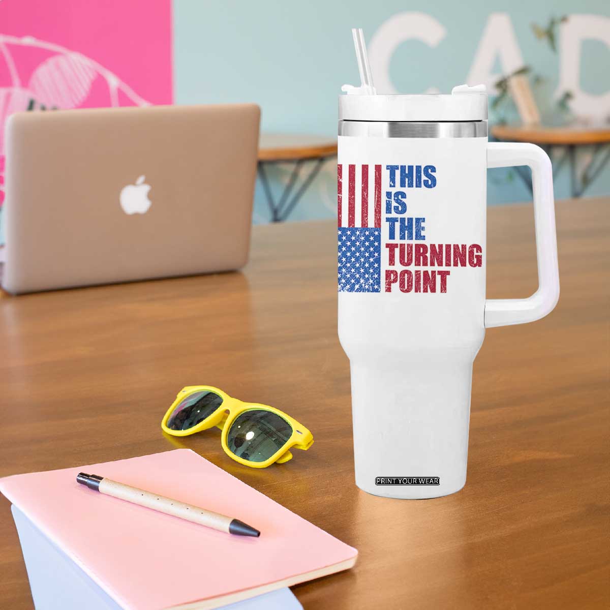 This is The Turning Point Tumbler With Handle USA Flag Patriotic Freedom Conservative TS10 Print Your Wear
