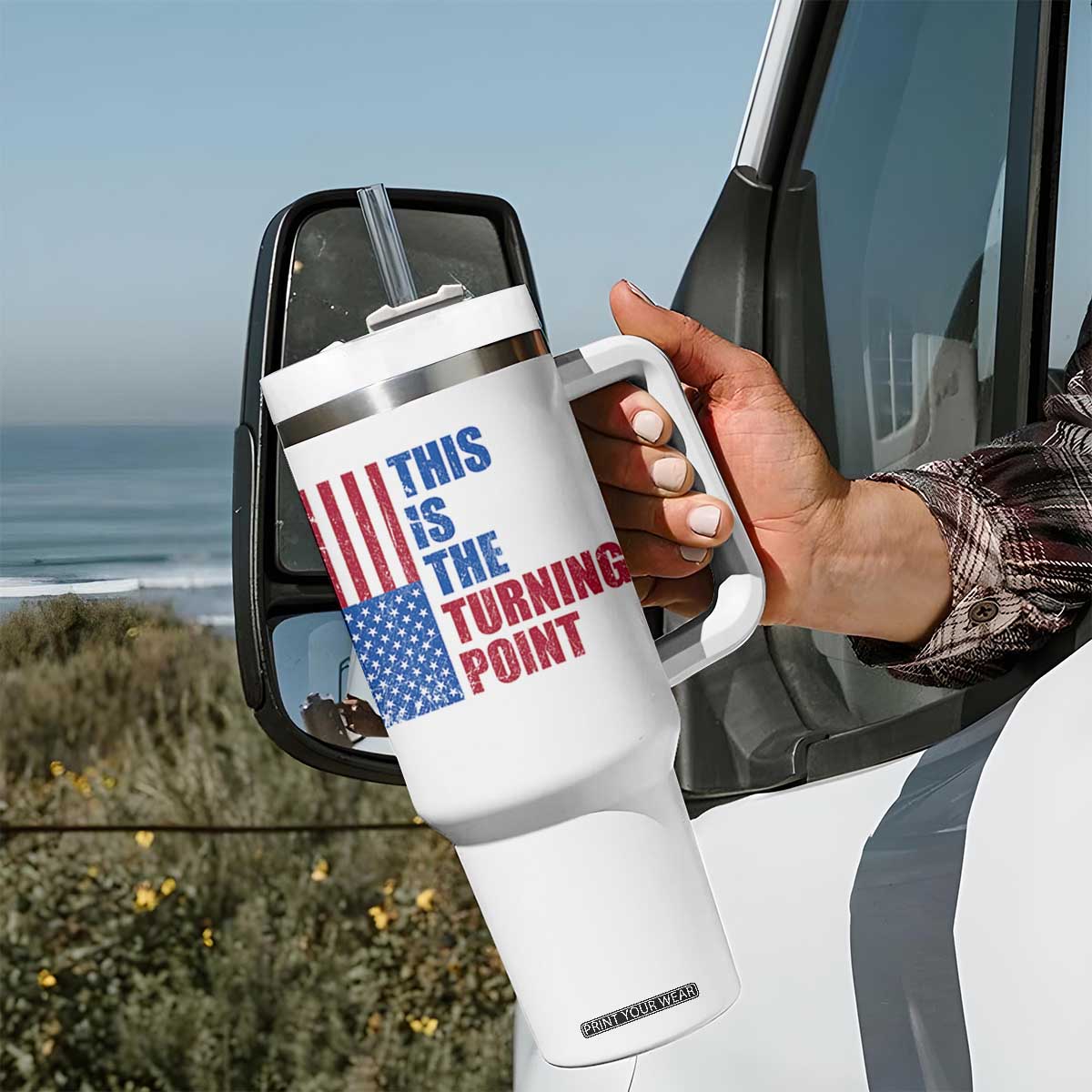 This is The Turning Point Tumbler With Handle USA Flag Patriotic Freedom Conservative TS10 Print Your Wear