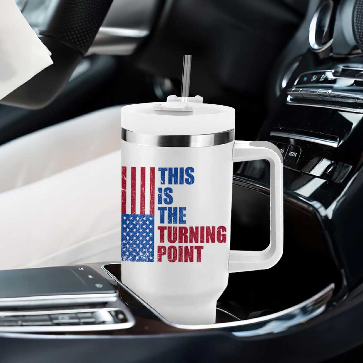 This is The Turning Point Tumbler With Handle USA Flag Patriotic Freedom Conservative TS10 Print Your Wear