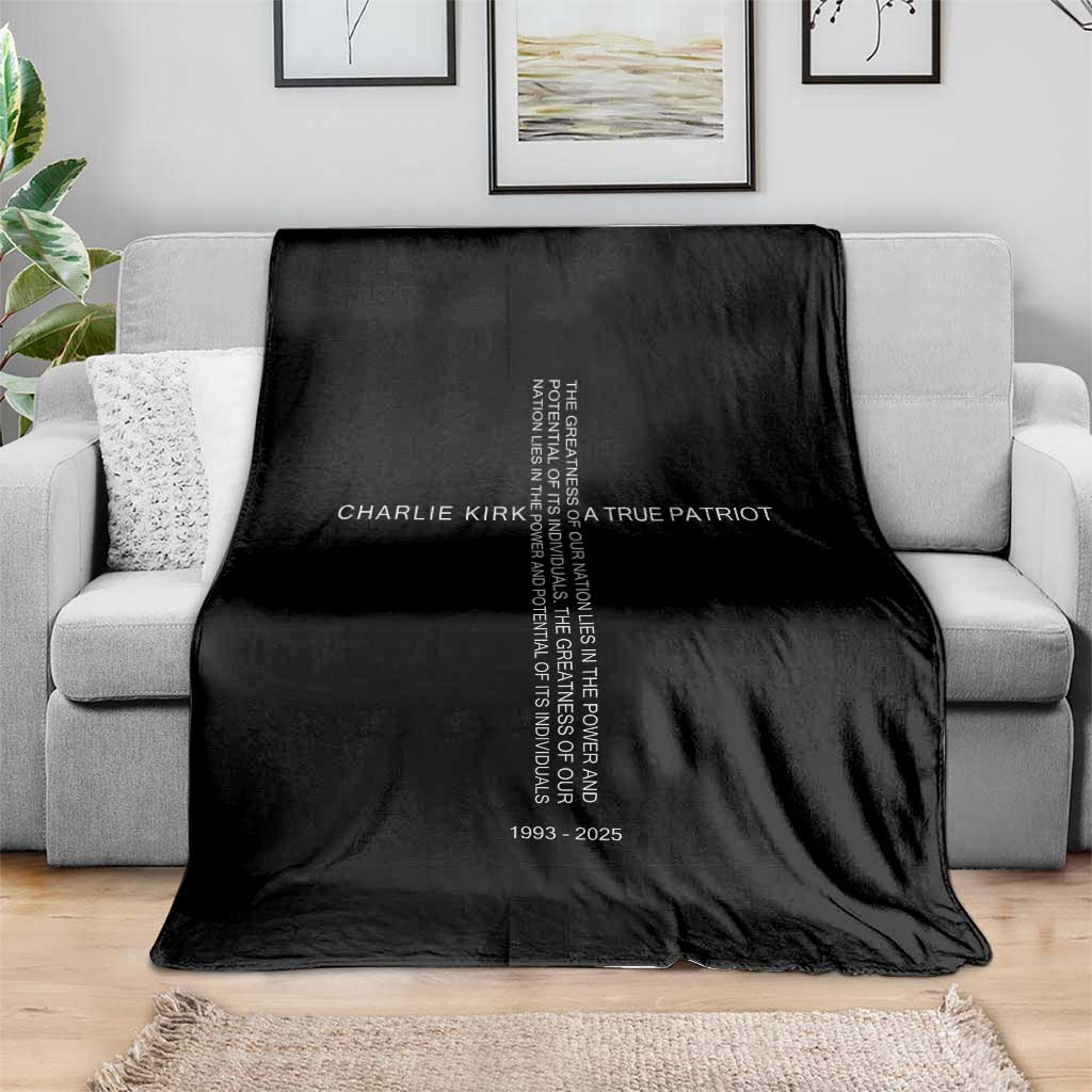 Charlie Kirk Throw Blanket A True Patriot Patriotic Christian Cross TS10 Print Your Wear