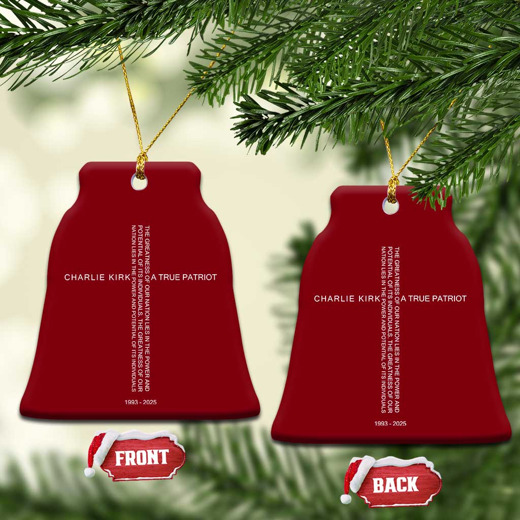 Charlie Kirk Ceramic Ornament A True Patriot Patriotic Christian Cross TS10 Print Your Wear
