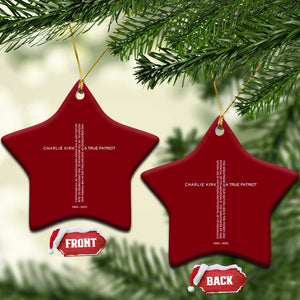 Charlie Kirk Ceramic Ornament A True Patriot Patriotic Christian Cross TS10 Print Your Wear