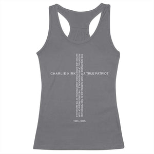 Charlie Kirk Racerback Tank Top A True Patriot Patriotic Christian Cross TS10 Charcoal Print Your Wear