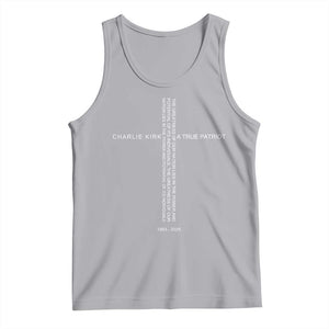 Charlie Kirk Tank Top A True Patriot Patriotic Christian Cross TS10 Athletic Heather Print Your Wear
