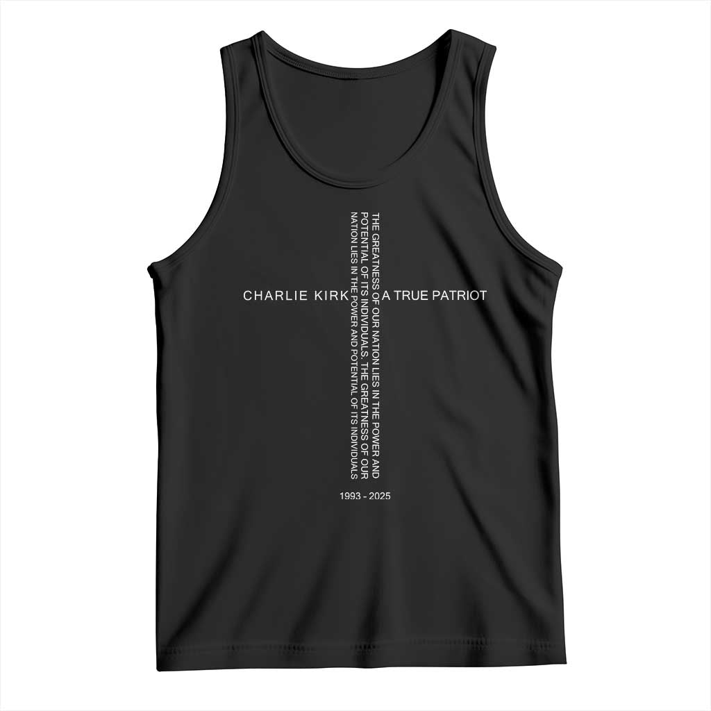 Charlie Kirk Tank Top A True Patriot Patriotic Christian Cross TS10 Black Print Your Wear