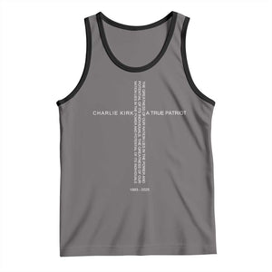 Charlie Kirk Tank Top A True Patriot Patriotic Christian Cross TS10 Deep Heather Black Print Your Wear