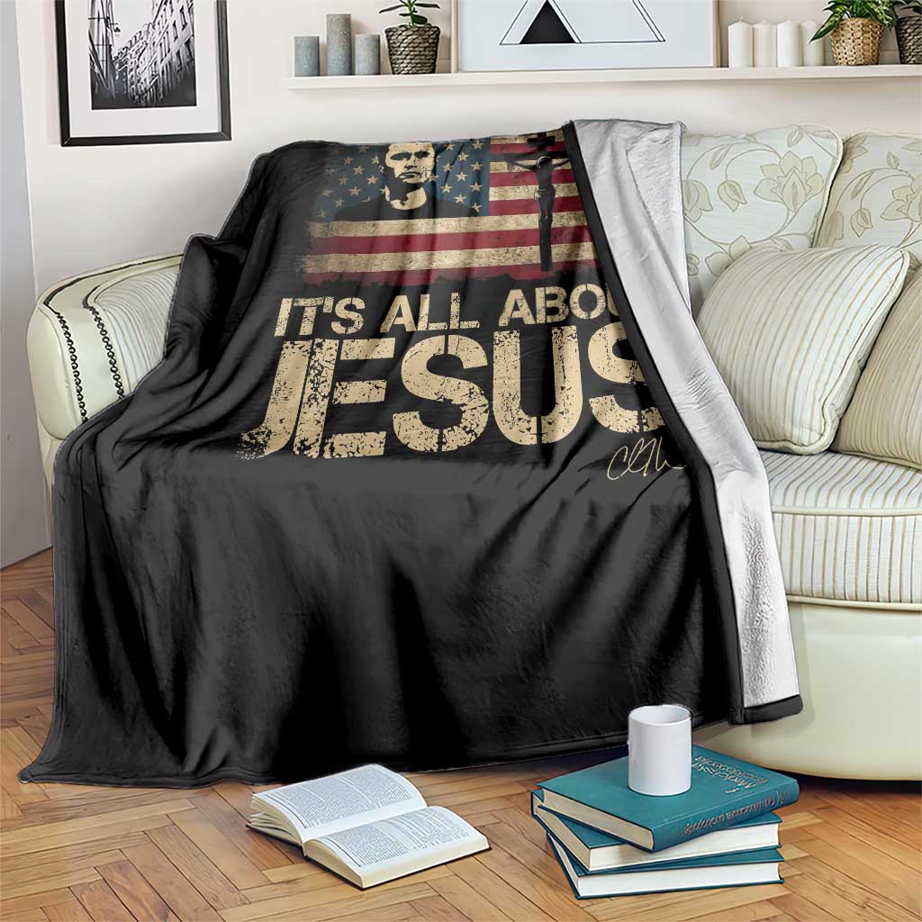 Charlie Kirk Throw Blanket Its All About Jesus USA Flag Patriotic Christian TS10 Print Your Wear