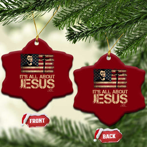 Charlie Kirk Ceramic Ornament Its All About Jesus USA Flag Patriotic Christian TS10 Print Your Wear