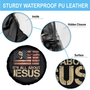 Charlie Kirk Spare Tire Cover Its All About Jesus USA Flag Patriotic Christian TS10 Print Your Wear