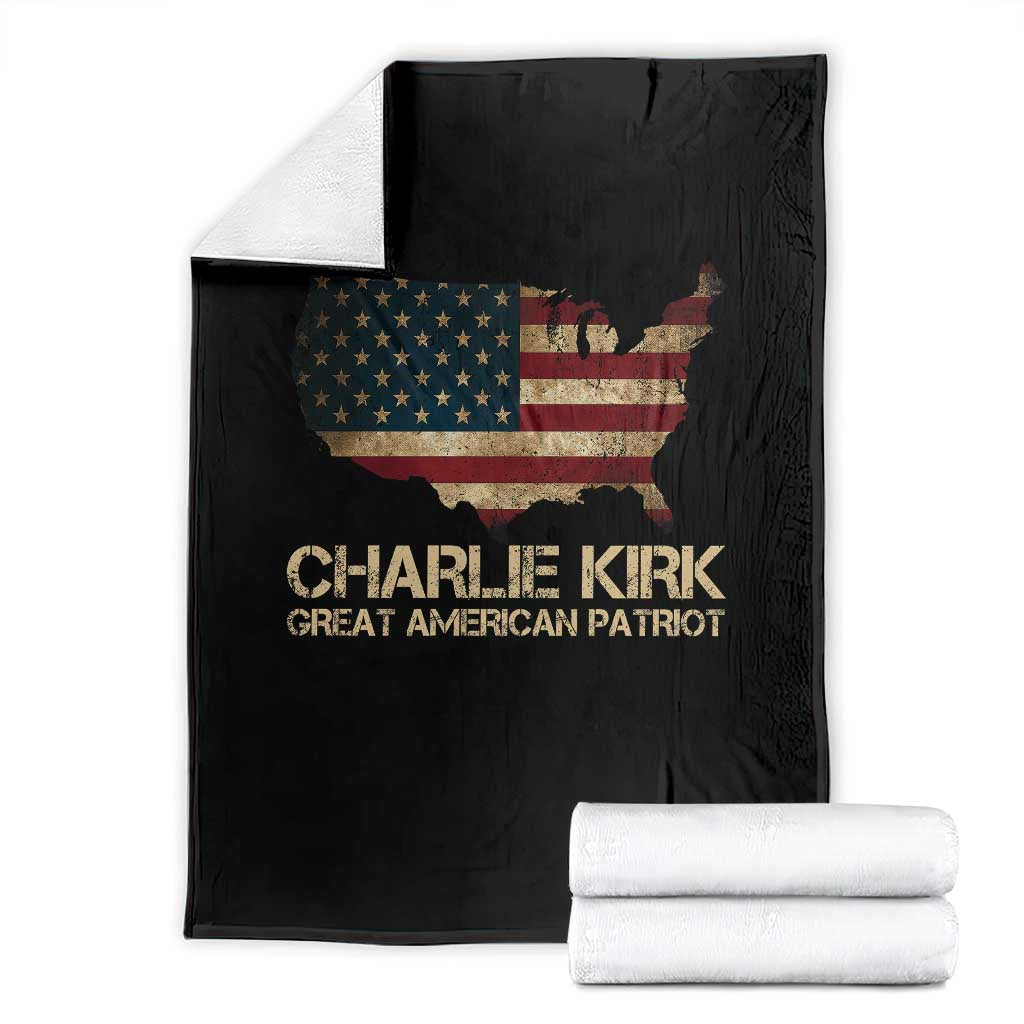 Charlie Kirk Throw Blanket Great American Patriot USA Flag TS10 Black Print Your Wear