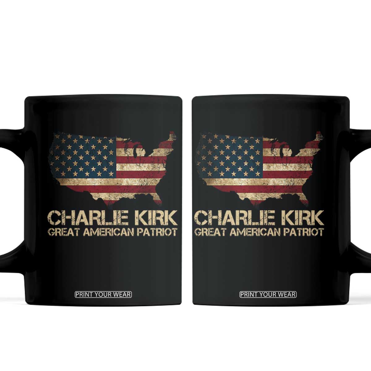 Charlie Kirk Coffee Mug Great American Patriot USA Flag TS10 Black Print Your Wear