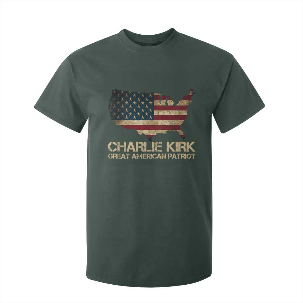 Charlie Kirk T Shirt For Kid Great American Patriot USA Flag TS10 Dark Forest Green Print Your Wear