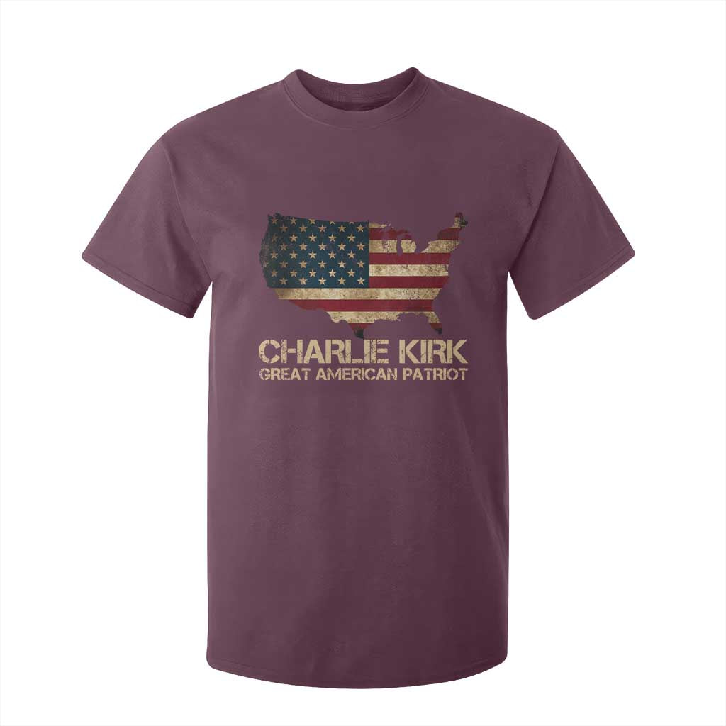 Charlie Kirk T Shirt For Kid Great American Patriot USA Flag TS10 Maroon Print Your Wear