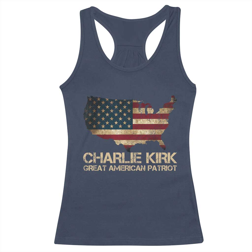 Charlie Kirk Racerback Tank Top Great American Patriot USA Flag TS10 Navy Print Your Wear