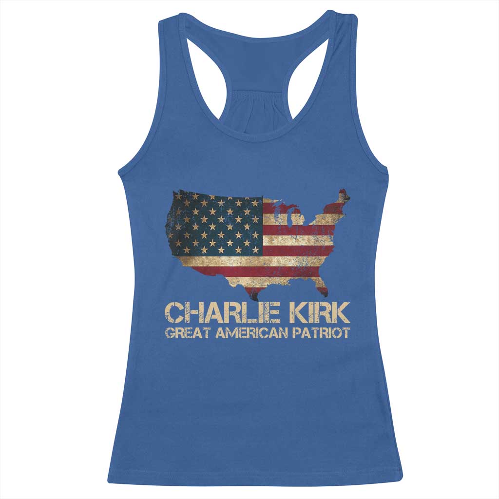 Charlie Kirk Racerback Tank Top Great American Patriot USA Flag TS10 Royal Blue Print Your Wear