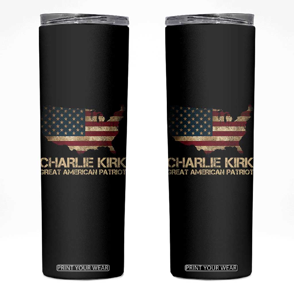 Charlie Kirk Skinny Tumbler Great American Patriot USA Flag TS10 Black Print Your Wear
