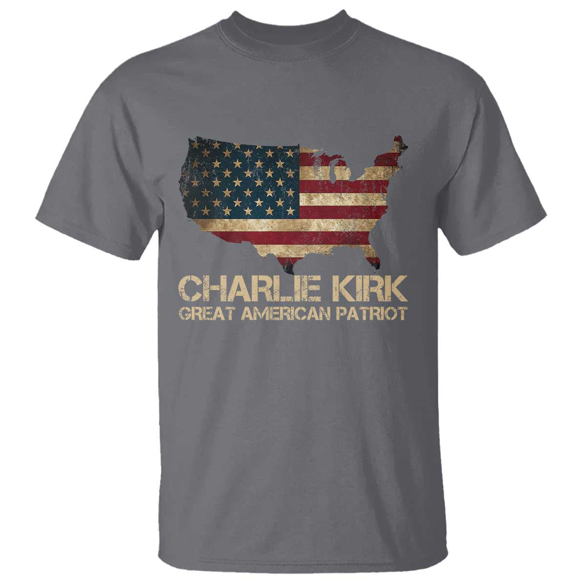 Charlie Kirk T Shirt Great American Patriot USA Flag TS10 Charcoal Print Your Wear