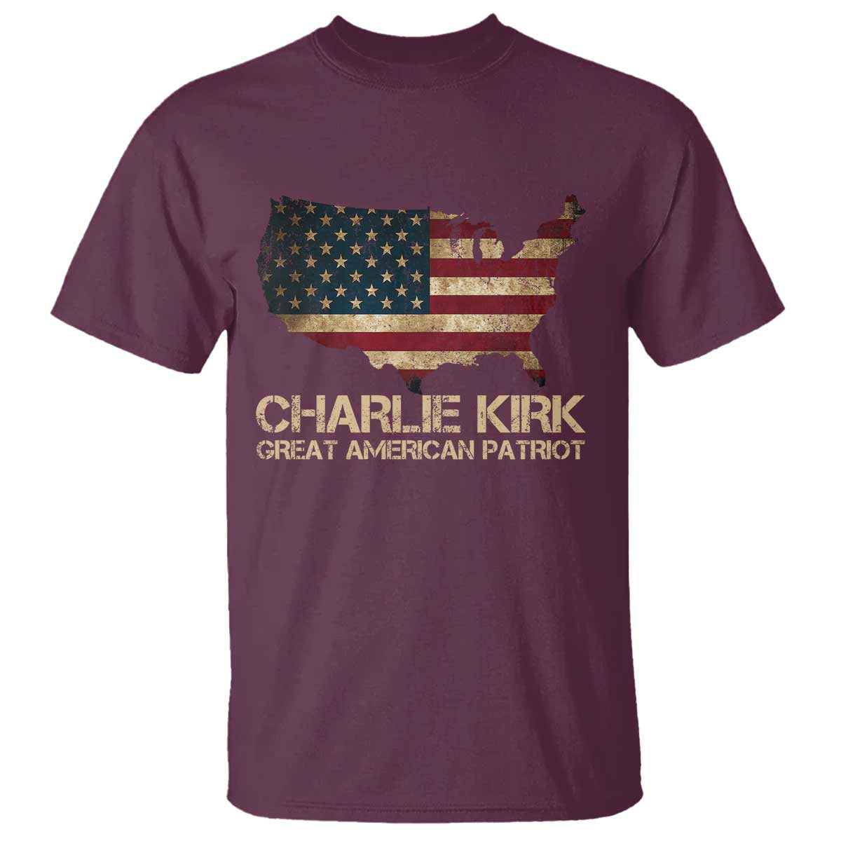 Charlie Kirk T Shirt Great American Patriot USA Flag TS10 Maroon Print Your Wear