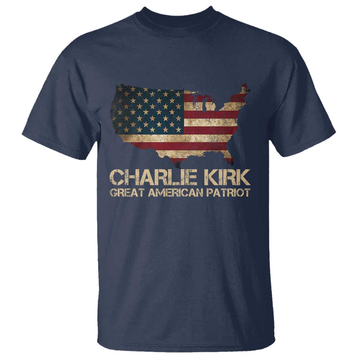 Charlie Kirk T Shirt Great American Patriot USA Flag TS10 Navy Print Your Wear