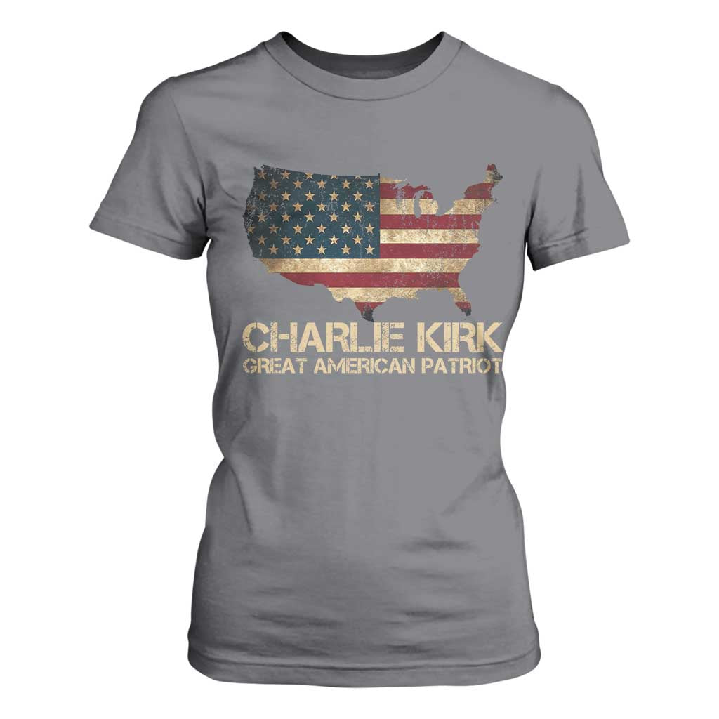 Charlie Kirk T Shirt For Women Great American Patriot USA Flag TS10 Charcoal Print Your Wear