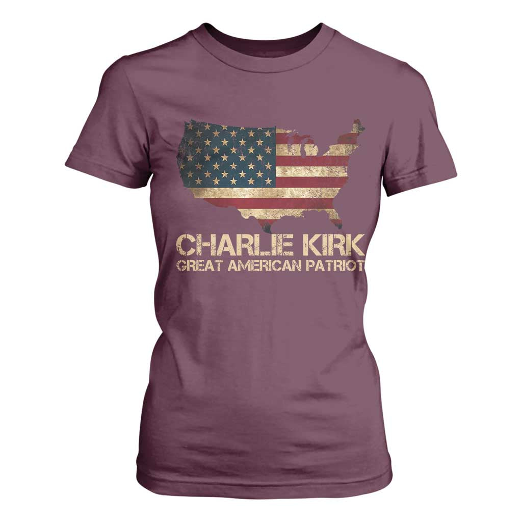 Charlie Kirk T Shirt For Women Great American Patriot USA Flag TS10 Maroon Print Your Wear