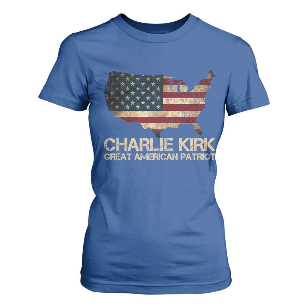 Charlie Kirk T Shirt For Women Great American Patriot USA Flag TS10 Royal Blue Print Your Wear