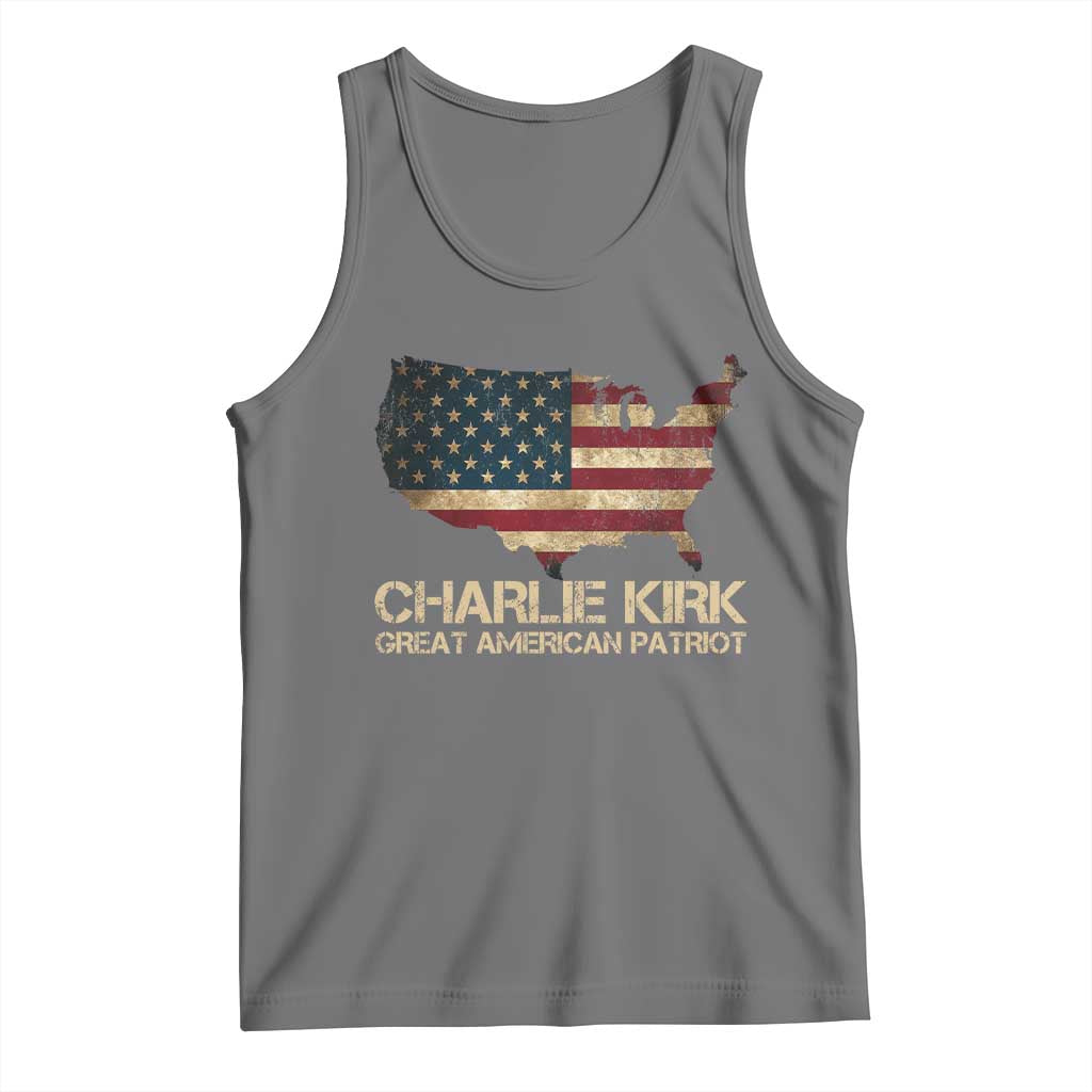 Charlie Kirk Tank Top Great American Patriot USA Flag TS10 Black Heather Print Your Wear