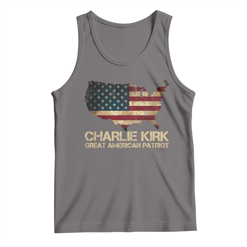 Charlie Kirk Tank Top Great American Patriot USA Flag TS10 Deep Heather Print Your Wear