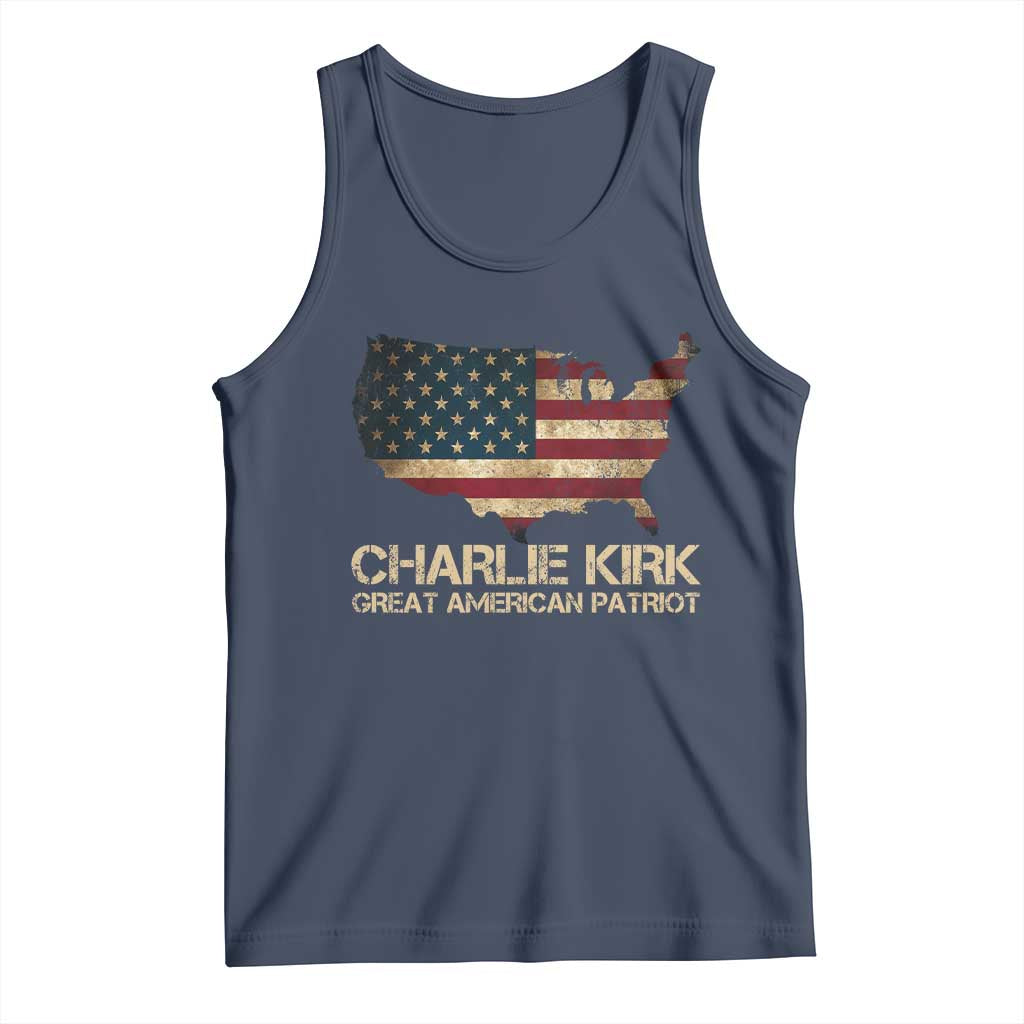 Charlie Kirk Tank Top Great American Patriot USA Flag TS10 Navy Print Your Wear